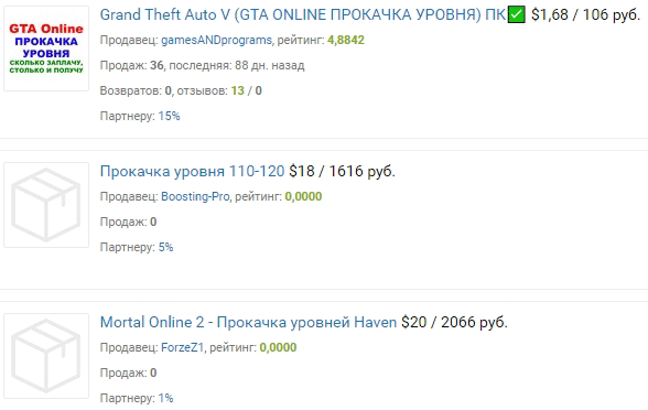 Прокачка игровых аккаунтов, продажа предметов